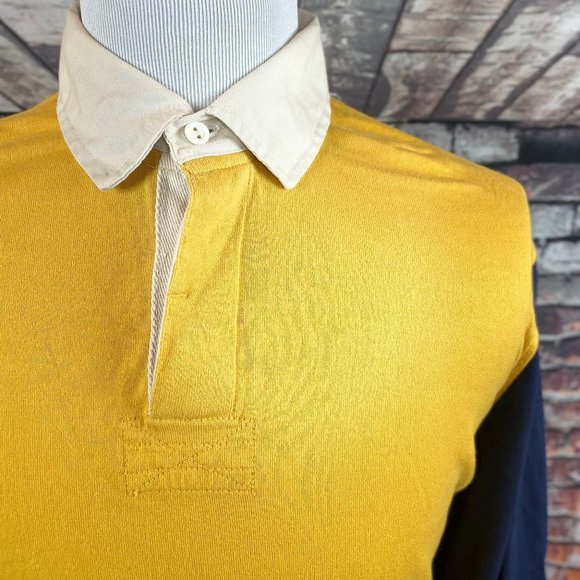G.H. Bass Yellow Navy Blue Colorblock Rugby Polo M - Picture 5 of 5
